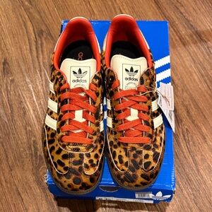 Adidas Leopard Pattern Shoes with Red Highlights
